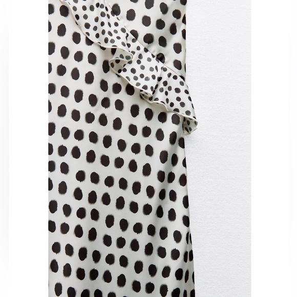 Zara RUFFLED SATIN EFFECT POLKA DOT DRESS - Picture 9 of 11